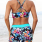 Aqua Eve 3 Piece Tankini Swimsuit for Women Tank Bathing Suit with Shorts Open B