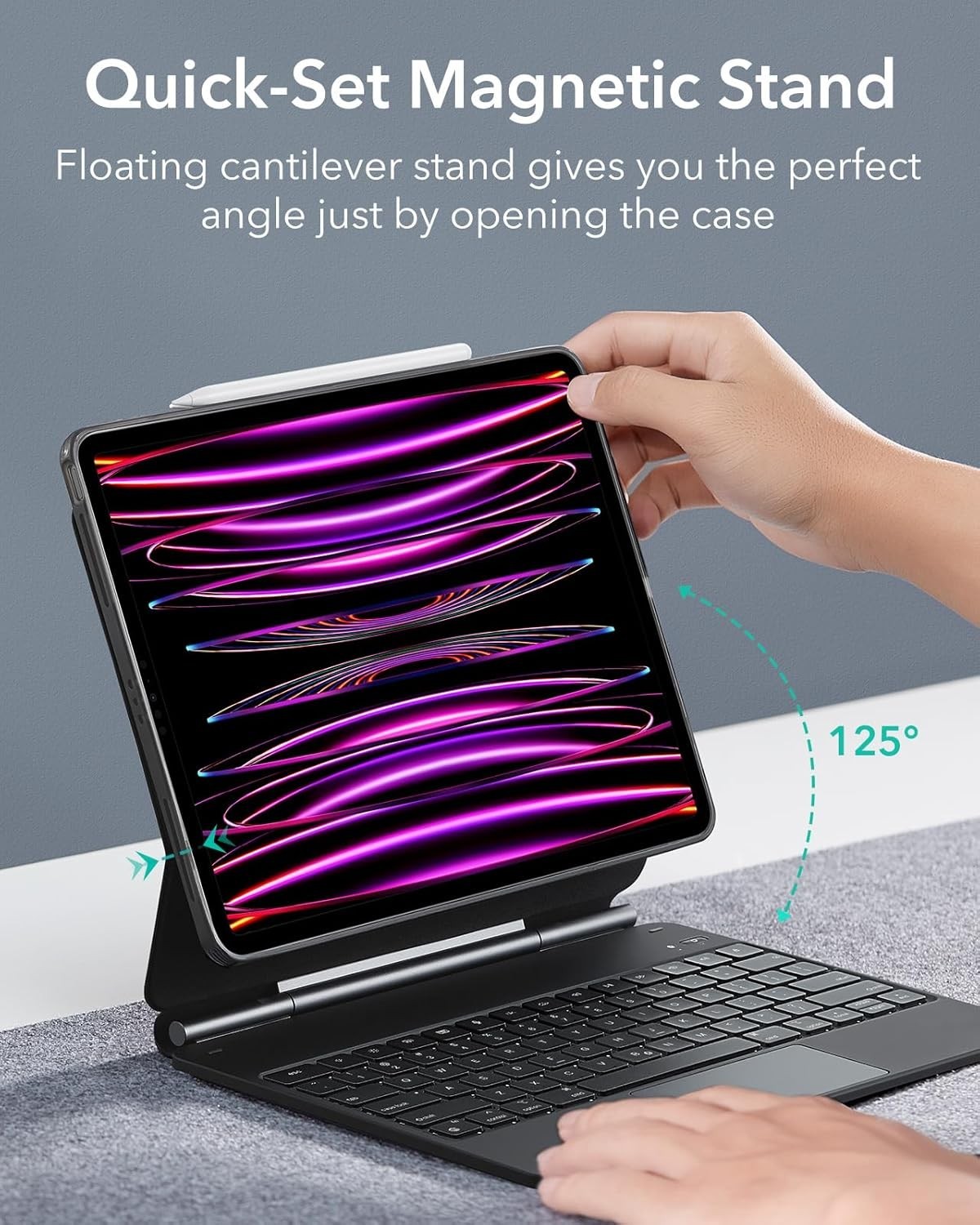 ESR iPad Pro 12.9 Case with Keyboard, Easy-Set Magnetic Stand