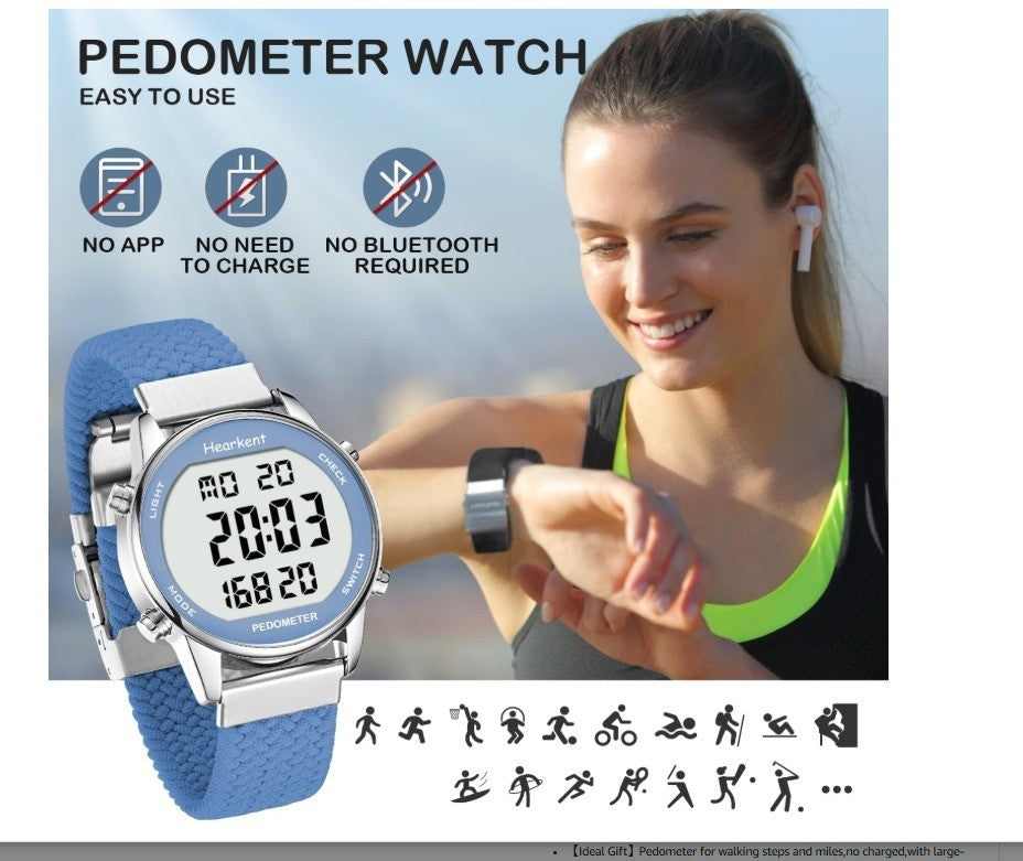Women Pedometer Watch-Step Tracker Watch with Calories Counter-Non Bluetooth Ped