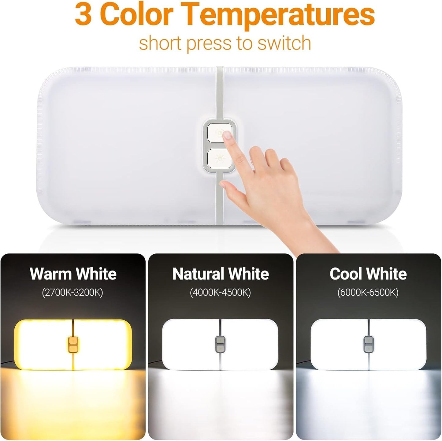 Dimmable 1700LM 3 Color Light Interior 12V 240Led Ceiling Dome Lamp RV  4Pcs