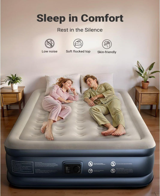 iDOO Queen Air Mattress with Built in Pump, 18 Raised Comfort Blow up Mattres