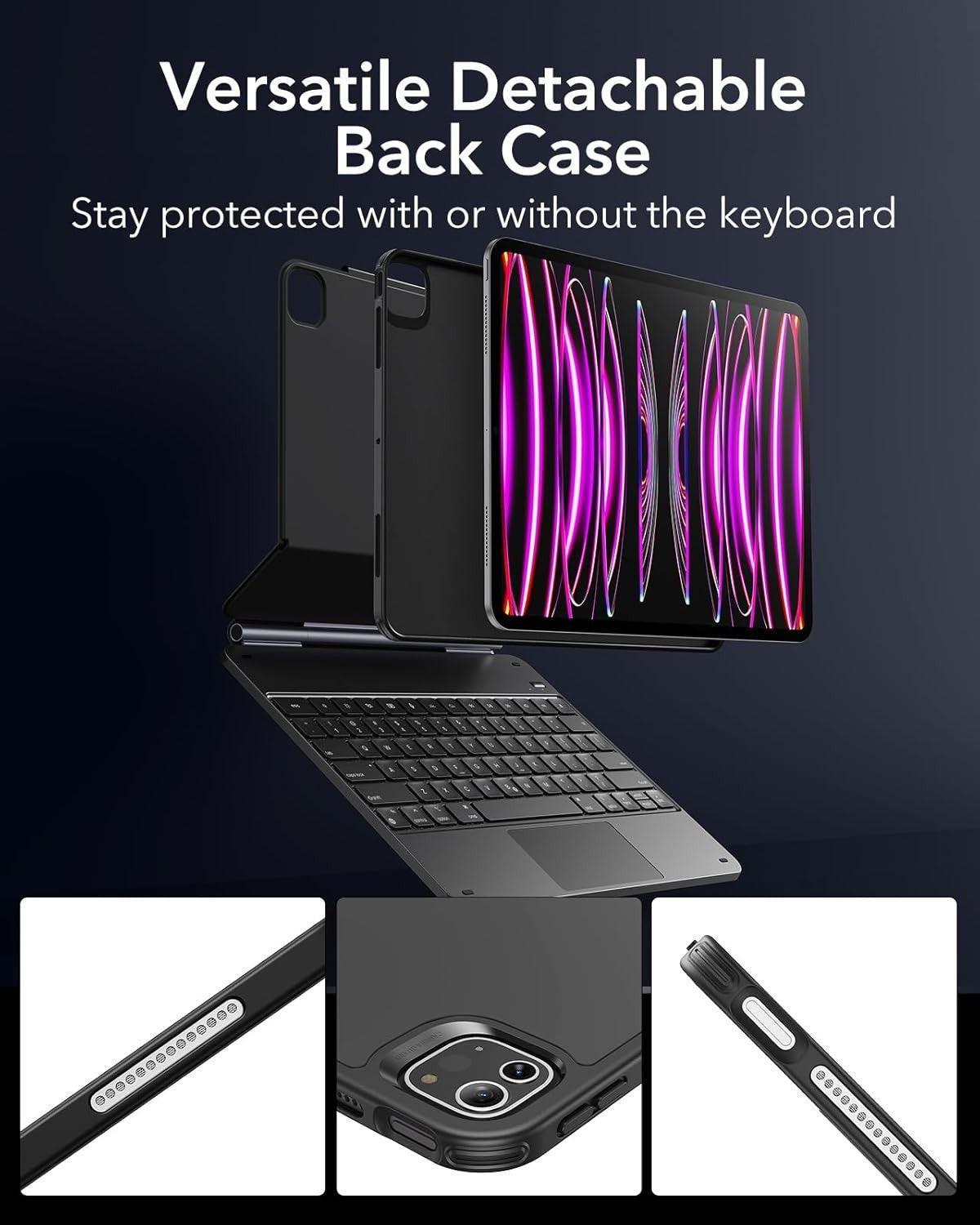 ESR iPad Pro 12.9 Case with Keyboard, Easy-Set Magnetic Stand