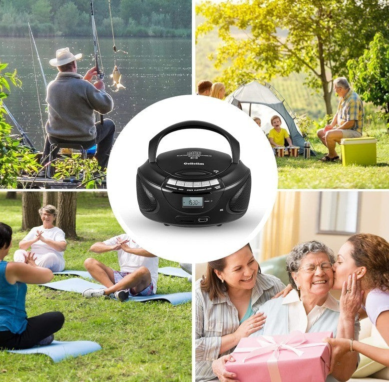 Gelielim Portable CD Players for Home, CD Boombox with AM/FM Stereo Radio, Bl...
