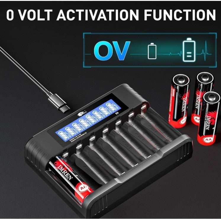AA AAA Battery Charger, AA Battery Charger for 1.2V NiMH/NiCD 1.5V Lithium Ba...