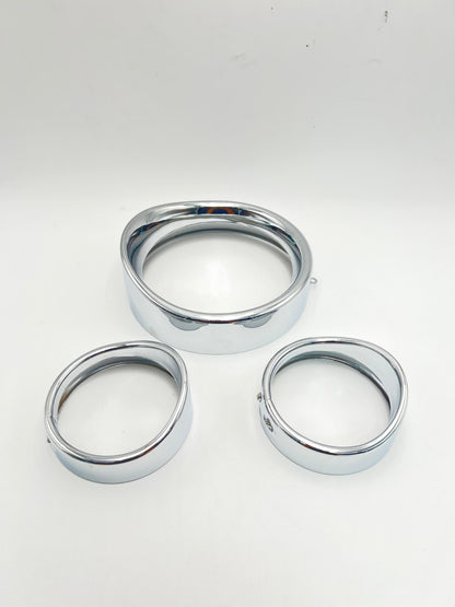 7  Headlight Trim Ring 4.5  Fog Light Trim Ring Set Visor Style Fit for Harley S
