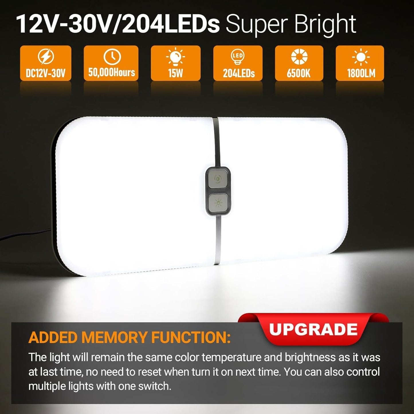Dimmable 1700LM 3 Color Light Interior 12V 240Led Ceiling Dome Lamp RV  4Pcs