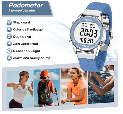 Women Pedometer Watch-Step Tracker Watch with Calories Counter-Non Bluetooth Ped
