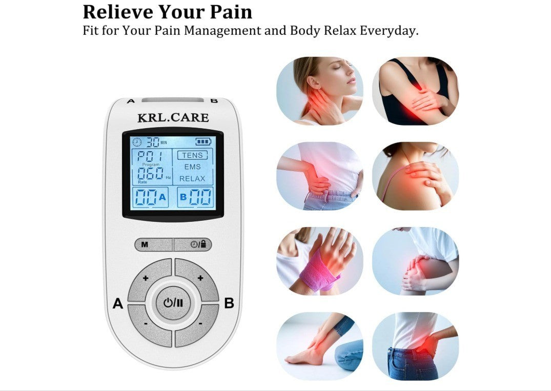 Dual Channel TENS EMS Unit 40 Intensities for Gradual Pain Relief Therapy