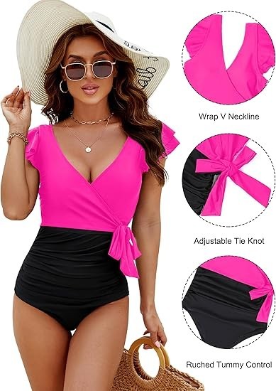 Blooming Jelly Women's Tummy Control Swimsuits Slimming One Piece Bathing XXL