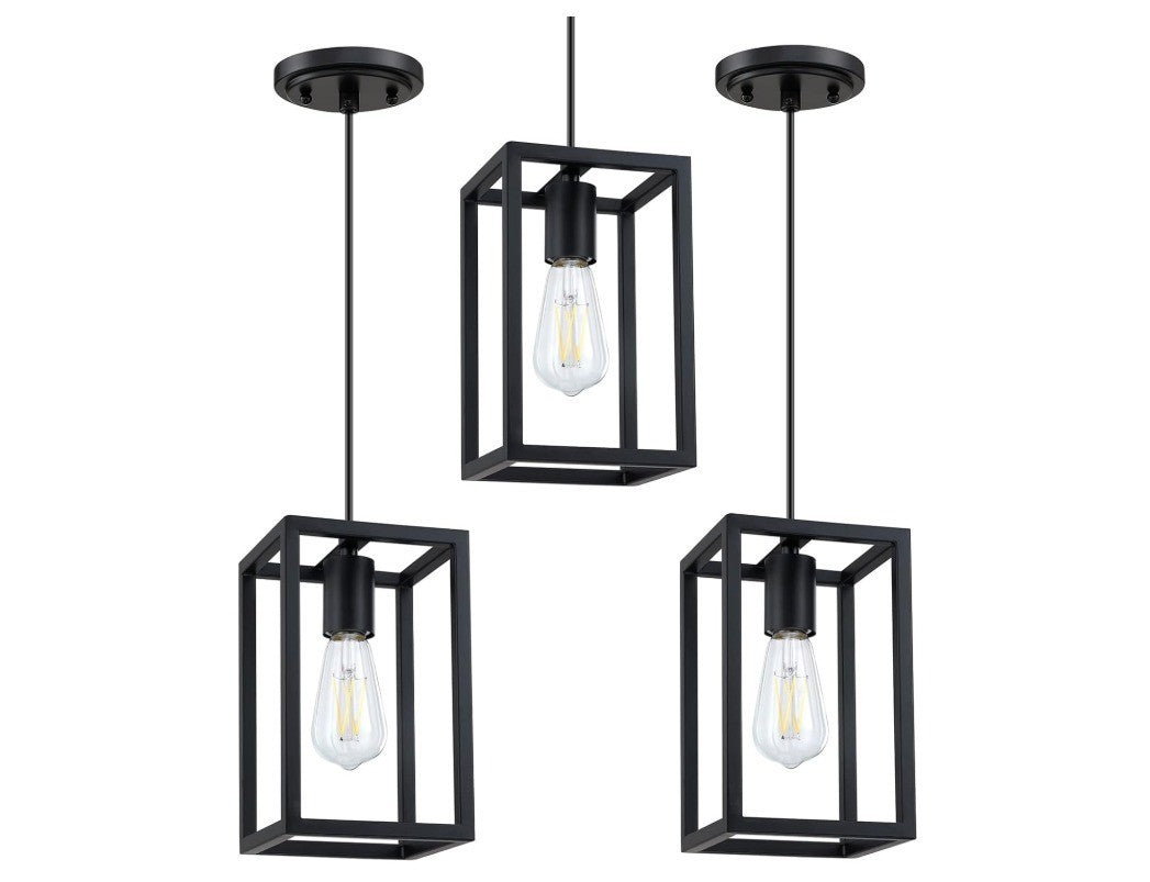 3 Pack 1 Light Adjustable Rustic Farmhouse Pendant Light