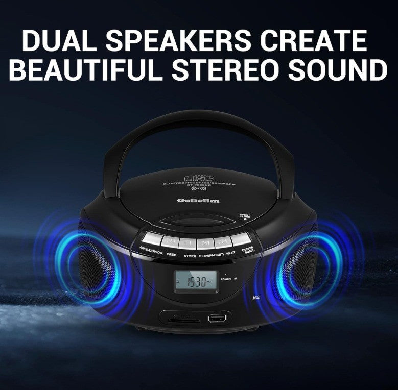 Gelielim Portable CD Players for Home, CD Boombox with AM/FM Stereo Radio, Bl...