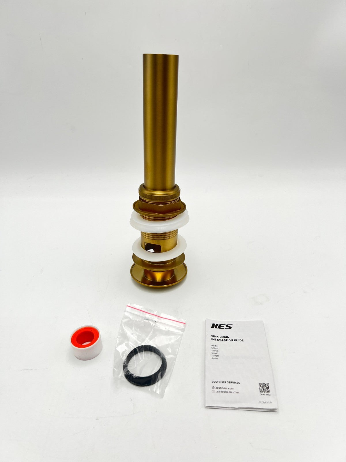 KES Vessel Sink Drain Pop Up Drain with Overflow Bathroom Stopper Assembly Brus