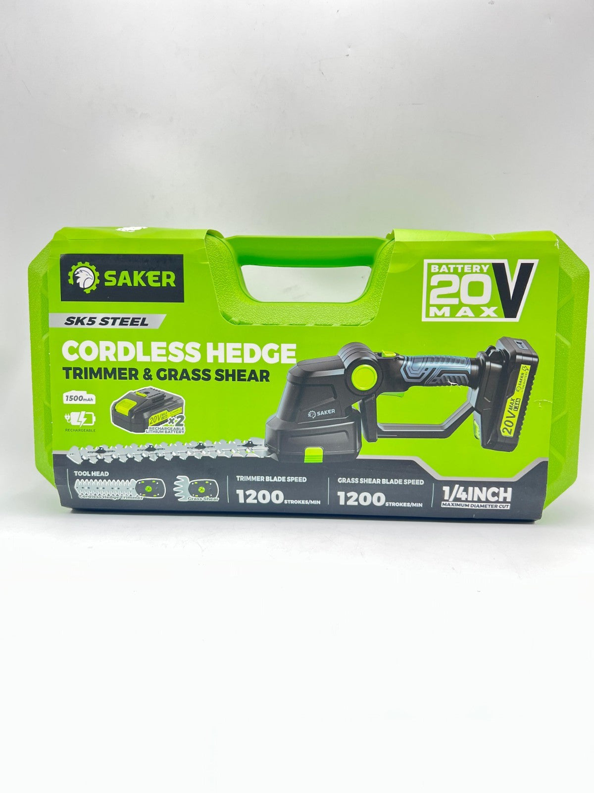 Saker Cordless Hedge Trimmer-20V Electric Shrub Trimmer Grass Shears Handheld Gr