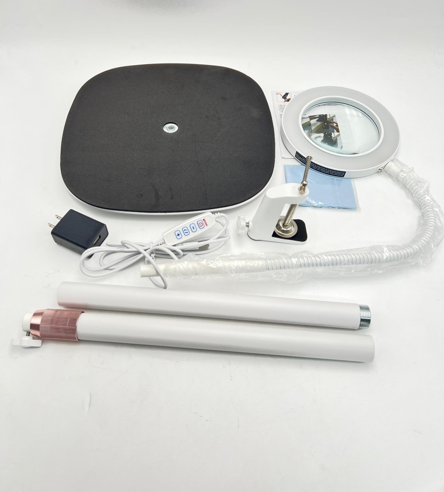 HITTI 10X Magnifying Glass with Light and Clamp, Hands Free Magnifying Floor ...