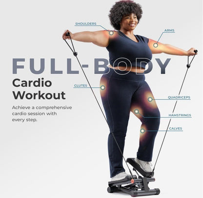 Sunny Health & Fitness Mini Stepper Stair Stepper with Resistance Bands