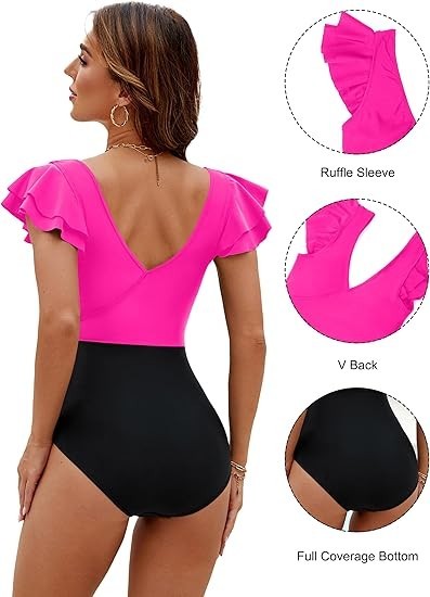 Blooming Jelly Women's Tummy Control Swimsuits Slimming One Piece Bathing XXL