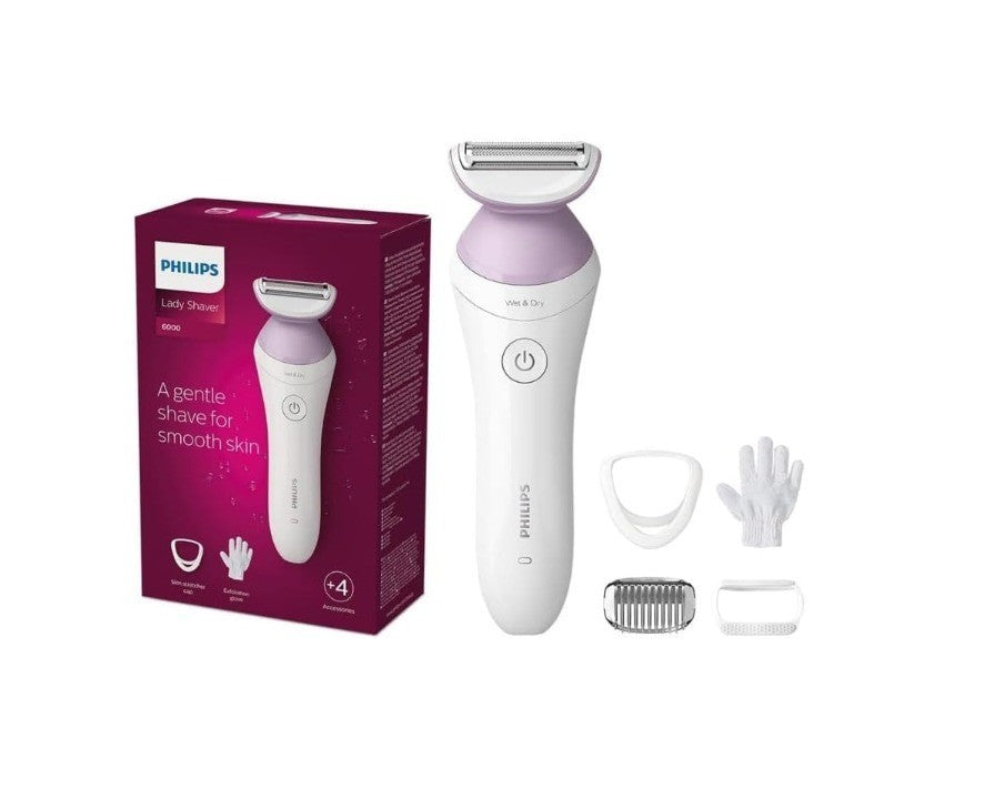 Philips Lady Shaver Series 6000, Single Foil Shaver - Wet & Dry, Cordless - Incl