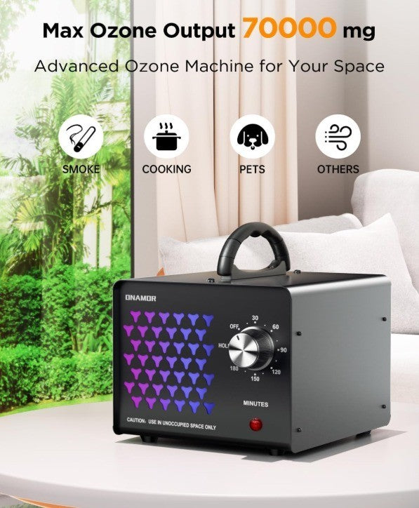 ONAMOR Ozone Generator Odor Eliminator 70000mg, High Capacity Ozone Machine Odor