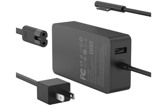 65W Charger Compatible with Microsoft Surface Pro 11, 10, 9, 8, 7+, 7, 6, 5, 4,
