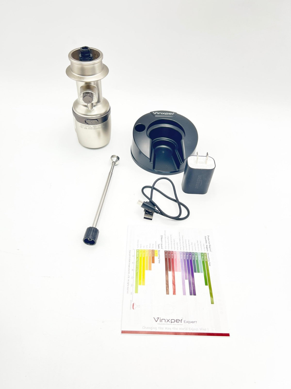 VINXPER Expert Adjustable Electric Wine Aerator – Instant 240-Min Precision Deca