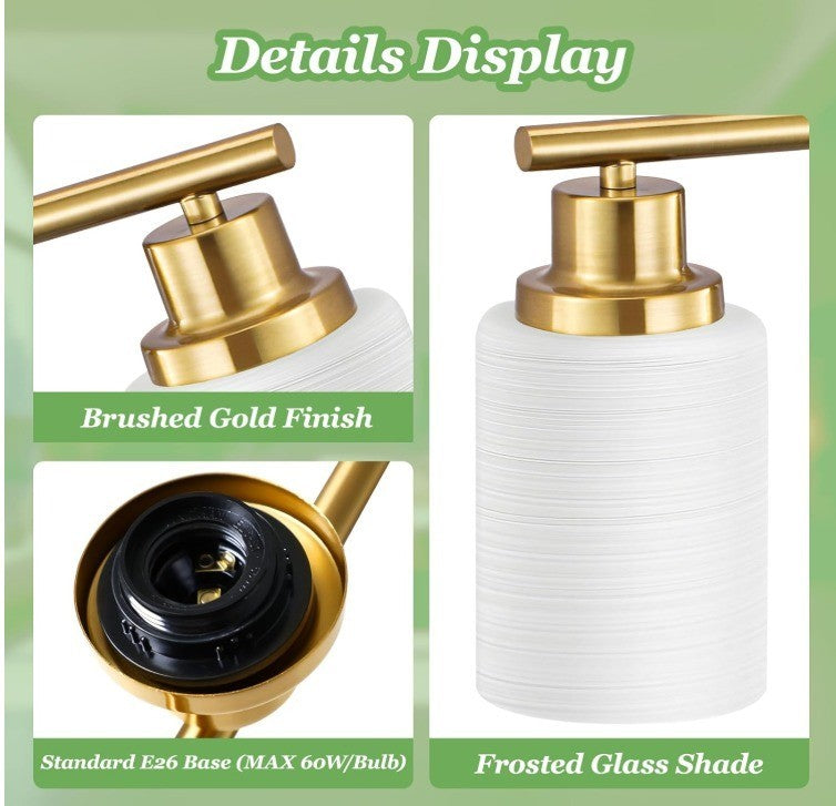 4-Light Vanity Lights, Brushed Gold Bathroom Light Fixture with Striped Texture
