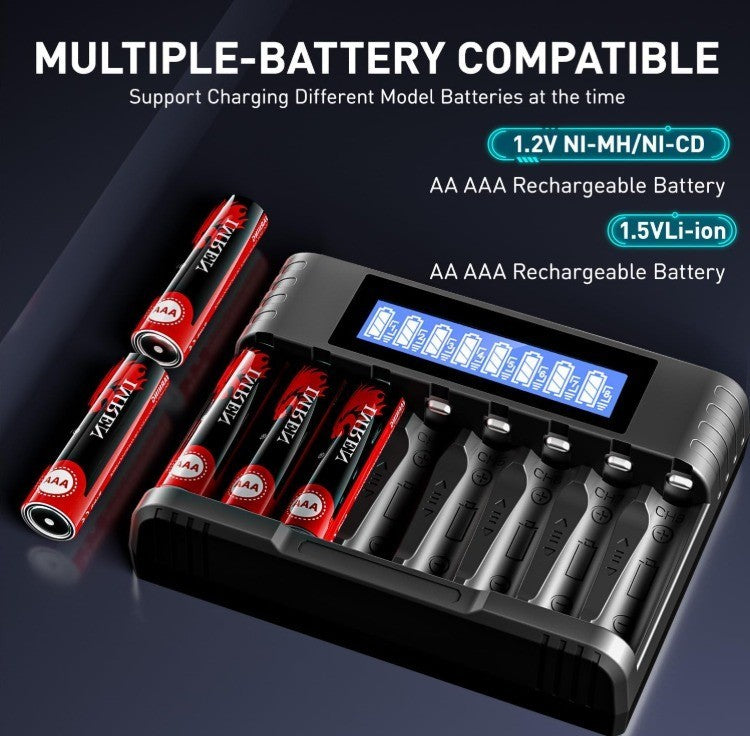 AA AAA Battery Charger, AA Battery Charger for 1.2V NiMH/NiCD 1.5V Lithium Ba...