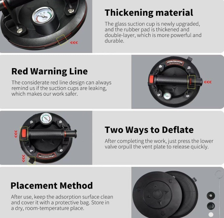 8" Heavy Duty Suction Cups for Glass - 2 Pack with 600 lbs Load Capacity, Hea...