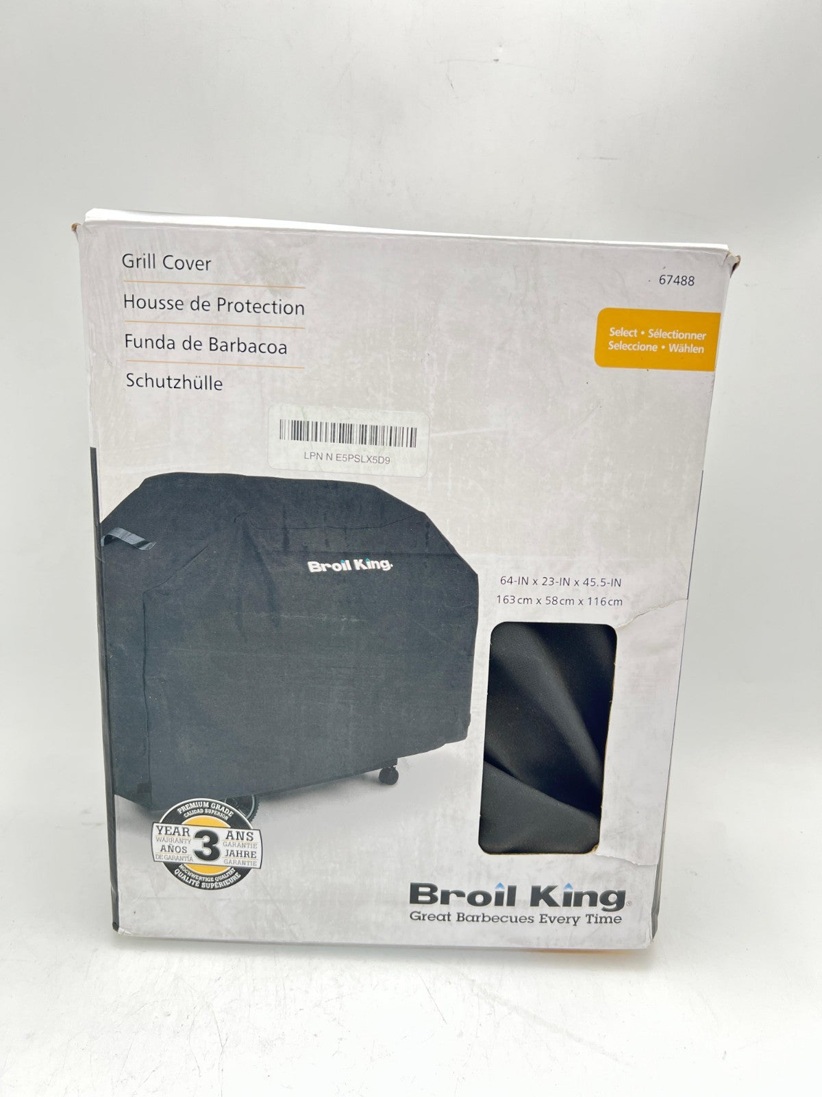 Broil King 67488 Grill Cover, 64in X 23in X 45.5in, Black