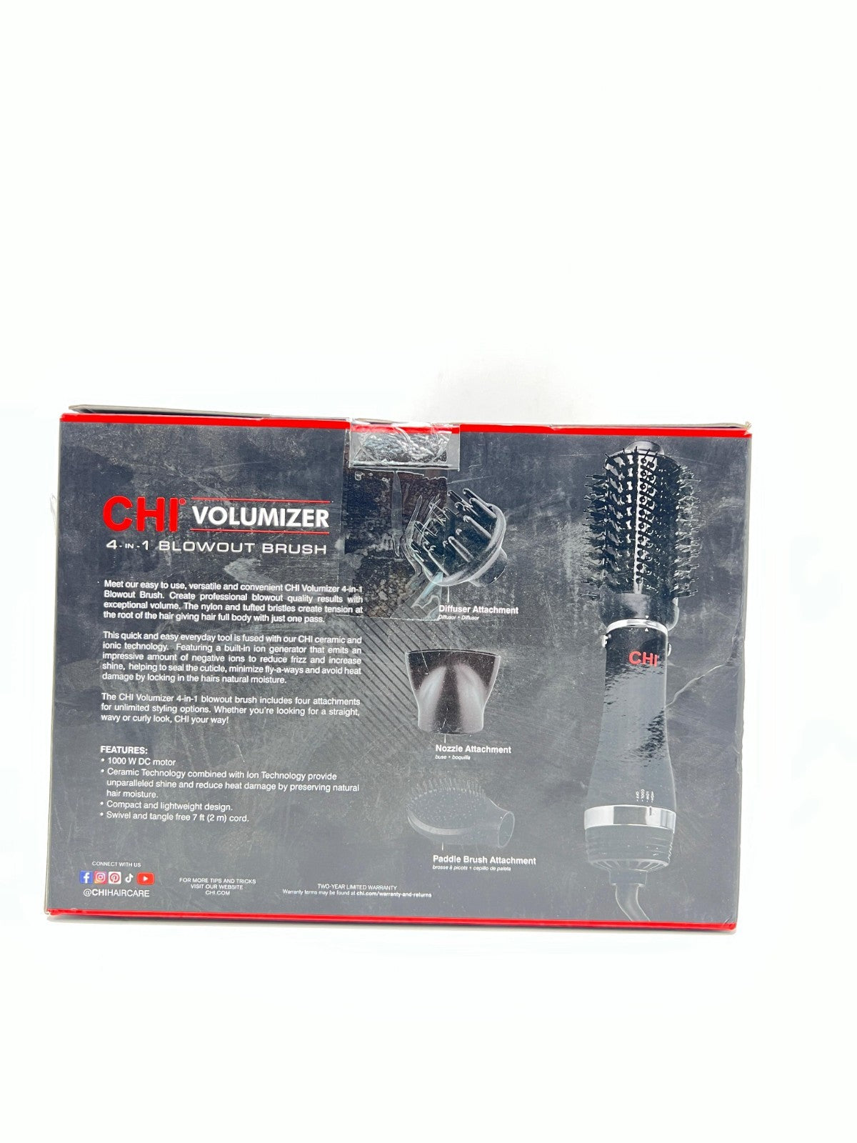 CHI Volumizer 4-in-1 Blowout Brush/Hair Dryer Creates Smooth/Silky & Shiny Hair