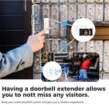 Wireless Doorbell Extender with Receiver Connects to Existing Hardwired Doorbell