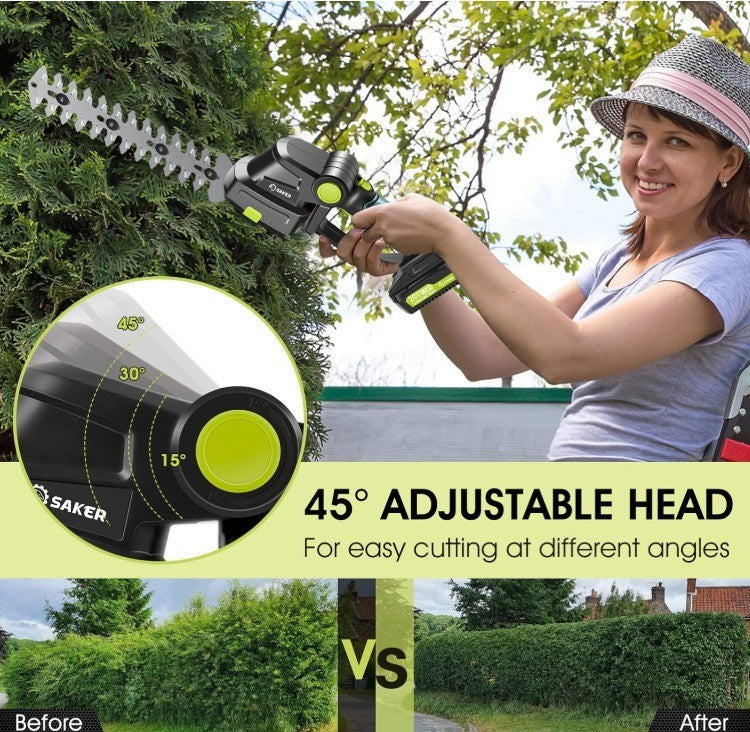 Saker Cordless Hedge Trimmer-20V Electric Shrub Trimmer Grass Shears Handheld Gr