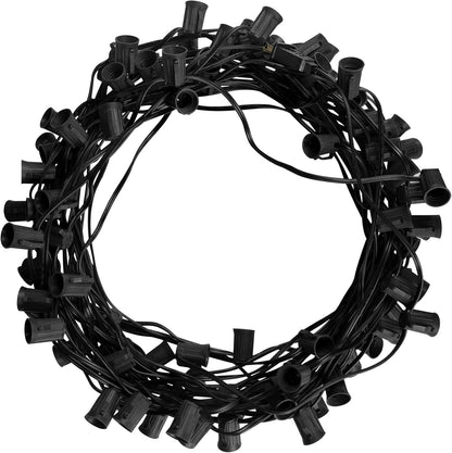 100FT Christmas C9 Light Stringer with 100 E17 Sockets 12Inch Spacing Outdoor