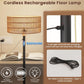 Floor Lamp for Living Room Bedroom Farmhouse Arc Rattan Boho Standing Lamp with