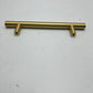 QOGRISUN 5-Pack Solid Brass Cabinet Pulls, Gold Euro Style T Bar Handles, 5-Inch