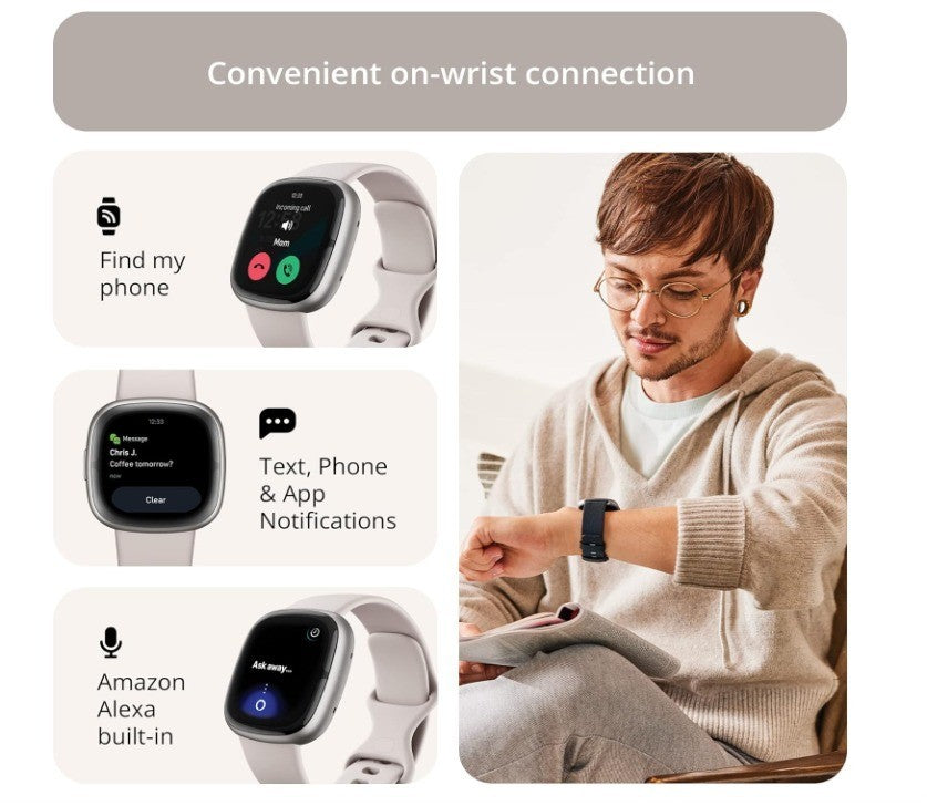 Fitbit Sense 2 Activity Tracker - Lunar White/Platinum Aluminum