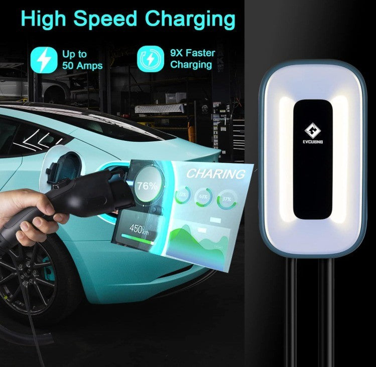 EV Charger Level 2，50 Amp Charge Station, 240V,Indoor/Outdoor EVSE, 25Ft Cable L