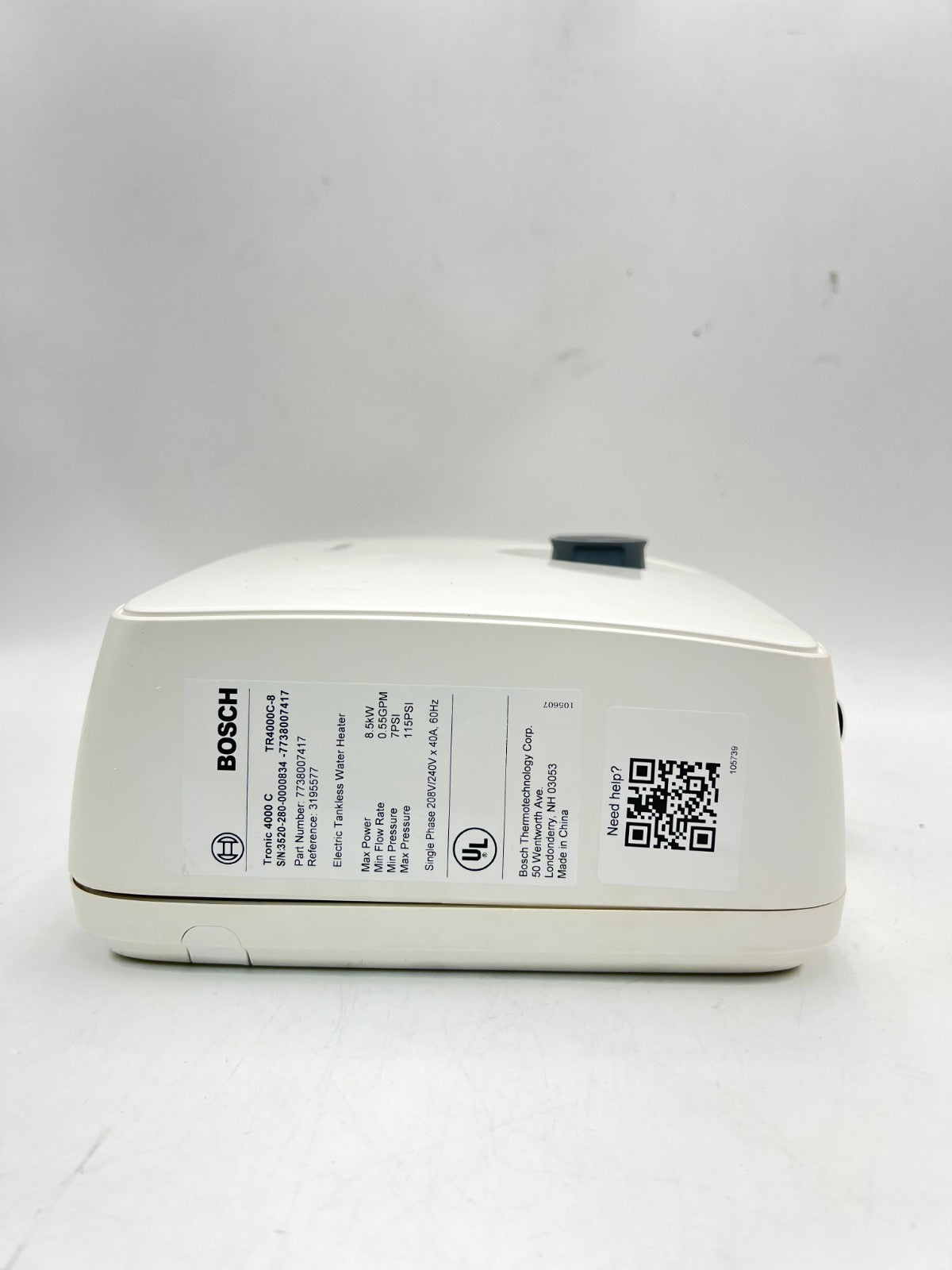 Bosch Thermotechnology Tronic 4000 C Electric Tankless Water Heater | White-Used
