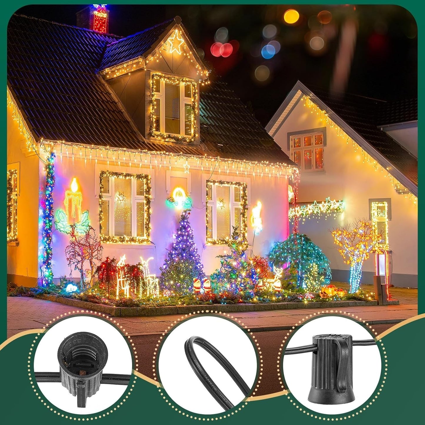 100FT Christmas C9 Light Stringer with 100 E17 Sockets 12Inch Spacing Outdoor
