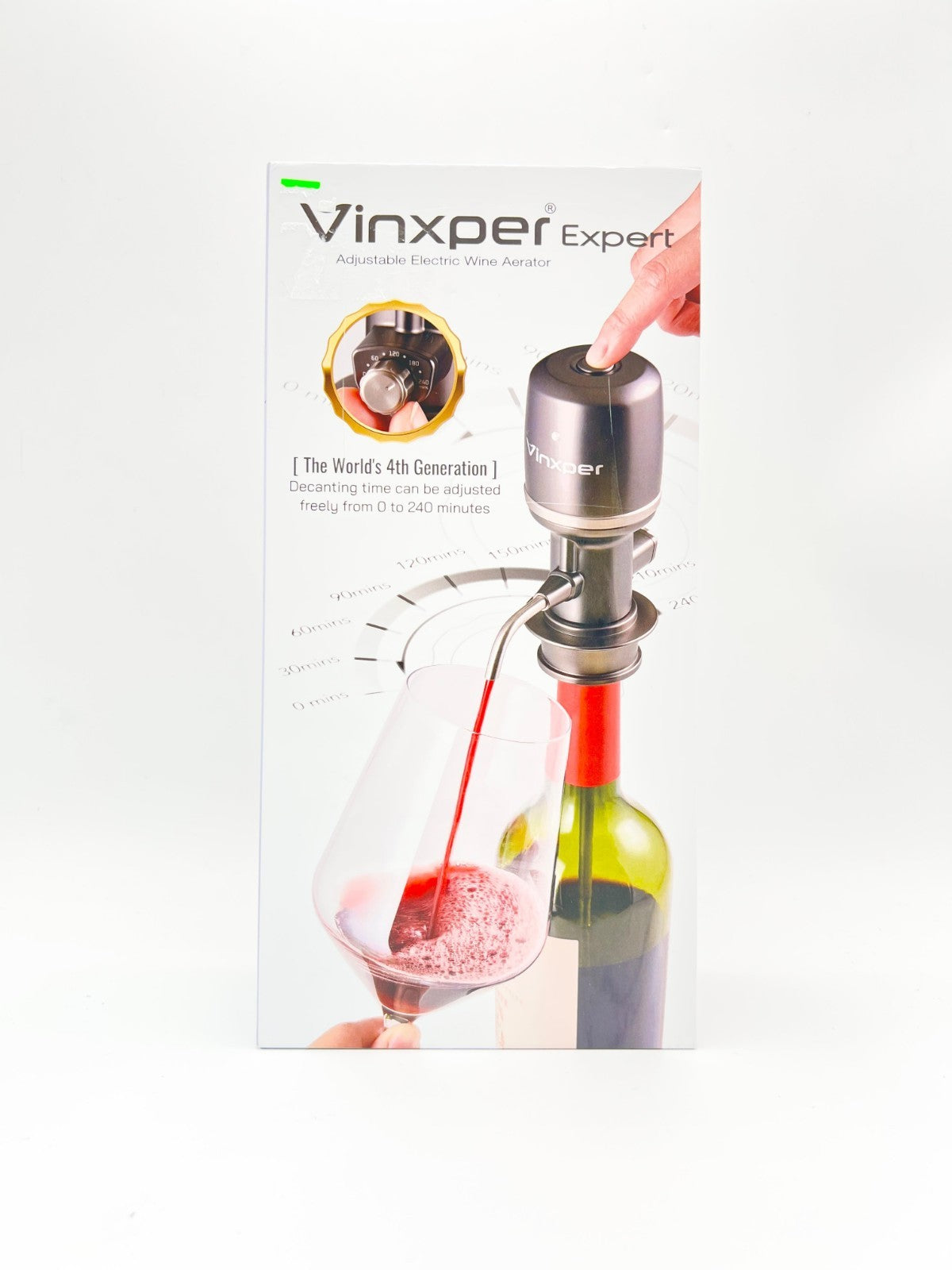 VINXPER Expert Adjustable Electric Wine Aerator – Instant 240-Min Precision Deca