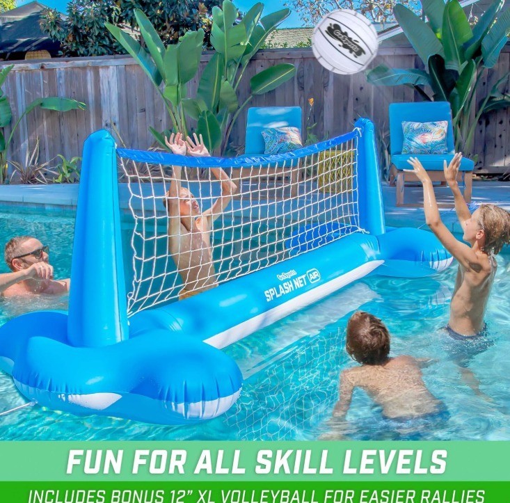 GoSports Splash Net Air, Inflatable Pool Volleyball Game - Includes Floating Net