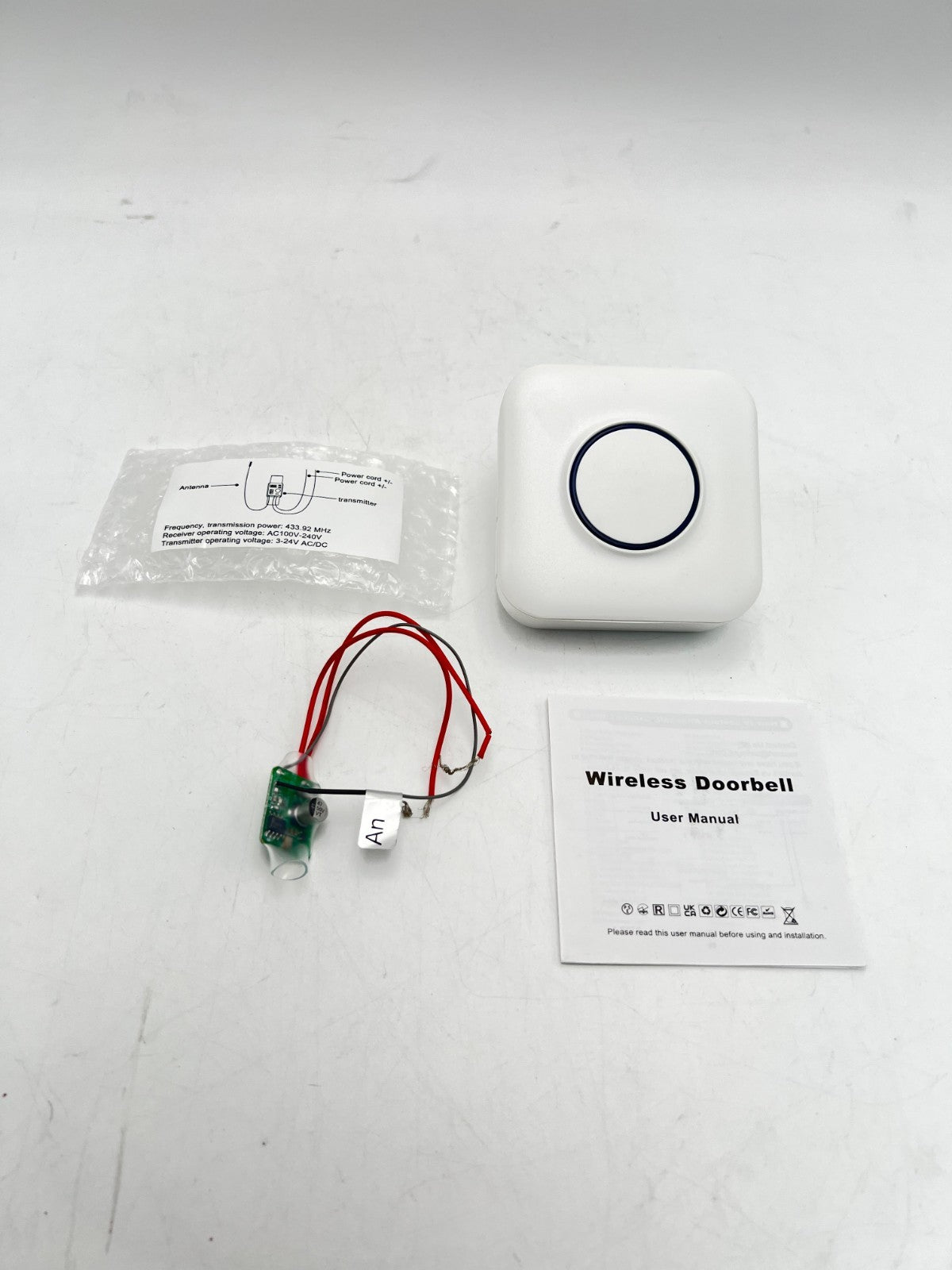 Wireless Doorbell Extender with Receiver Connects to Existing Hardwired Doorbell