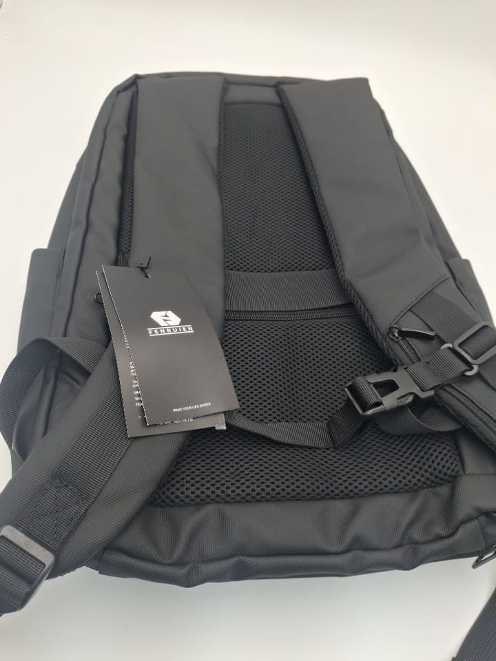 FR Business Backpack for Men,Water Resistant Tech Backpack with Charger,Black