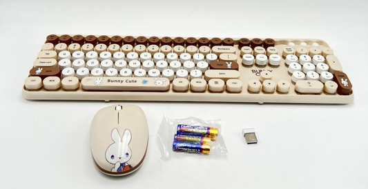 Coffee Colorful Wireless Keyboard and Mouse Combo Set, 2.4GHz Cute Typewriter...