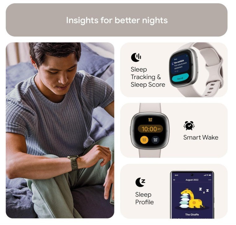 Fitbit Sense 2 Activity Tracker - Lunar White/Platinum Aluminum