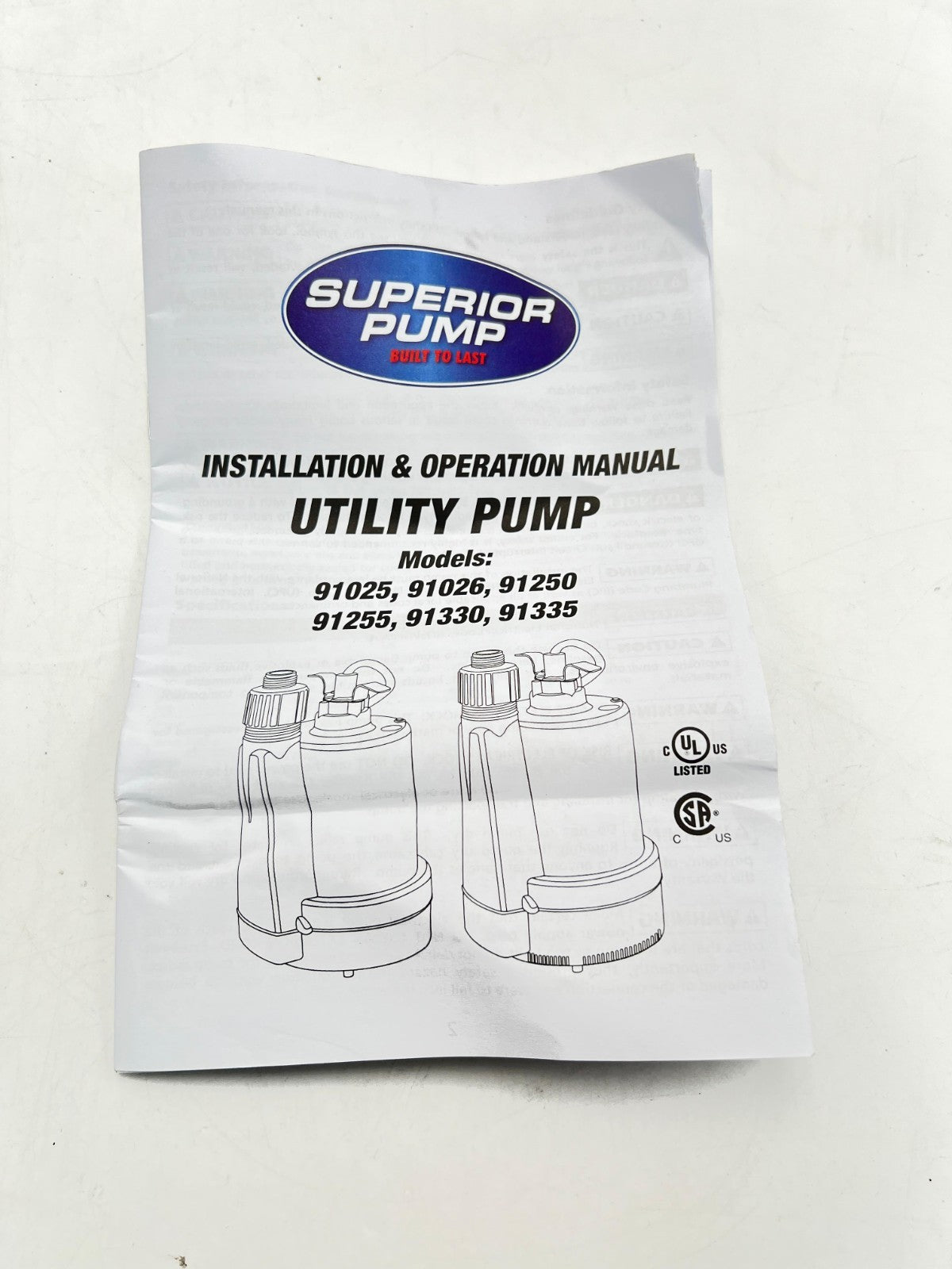 Superior Pump 91330 2400GPH Thermoplastic Submersible Utility Pump with