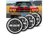 MGLLIGHT 5-3/4 5.75 inch LED Headlight White Amber LED Halo Compatible with Chal