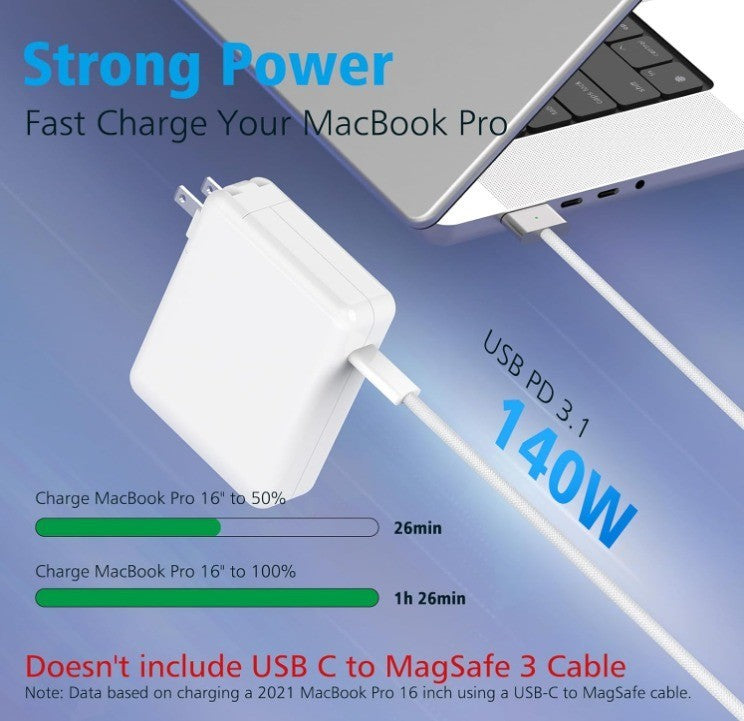 140W USB C Charger for MacBook Pro 16, 15, 14, 13 inch 2024, 2023, 2022, 2021...
