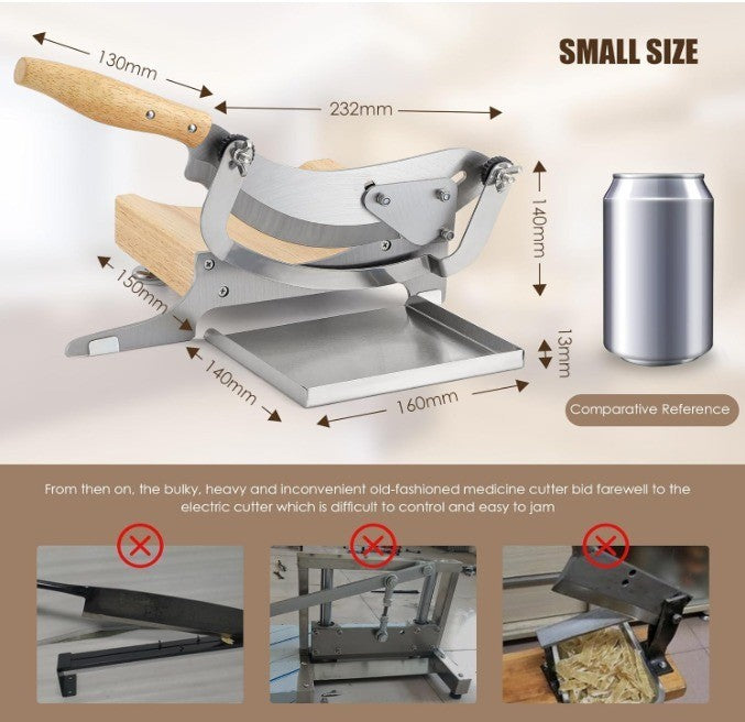 CGOLDENWALL 2 Blades Chinese Medicine Slicer Manual Radiused Biltong Slicer,