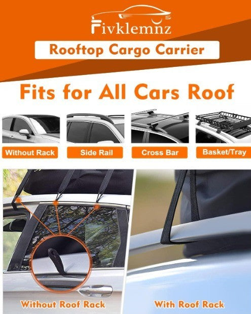 FIVKLEMNZ Car Rooftop Cargo Carrier Roof Bag Waterproof for All Top of Vehicle