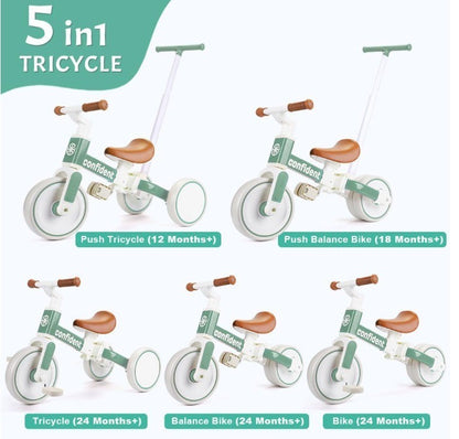 XIAPIA Tricycle for Toddlers 1-3 Year Olds, 5 in 1 Toddler Balance Bike with ...